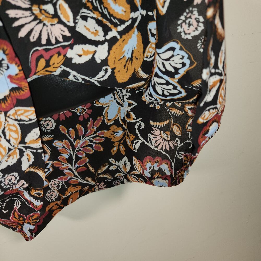 MASSINI Long Sleeve Mini Dress Womens S Multi Floral Lightweight Ruffle Collar - Picture 9 of 11